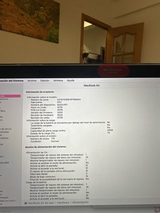 MacBook Air 2018 13” 128GB Batería 170 ciclos