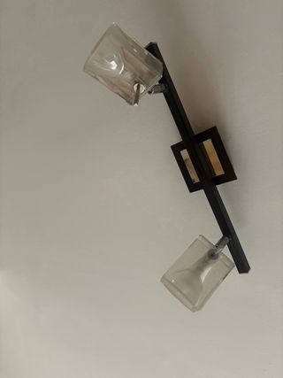 Aplique de techo moderno cristal y metal en nogal