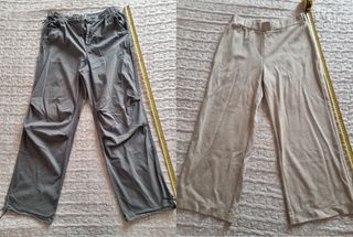 2 pantaloni tg 40 beige/grigio