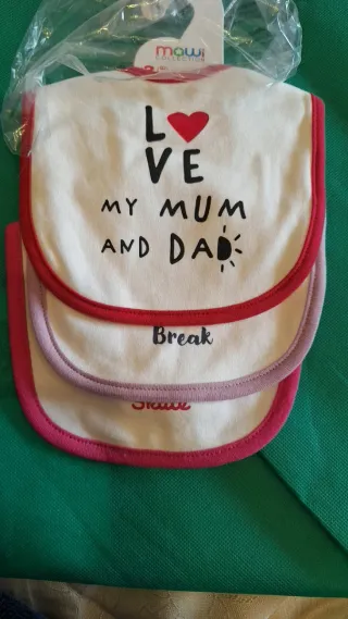 Set 3 bavaglini Love my Mum & Dad