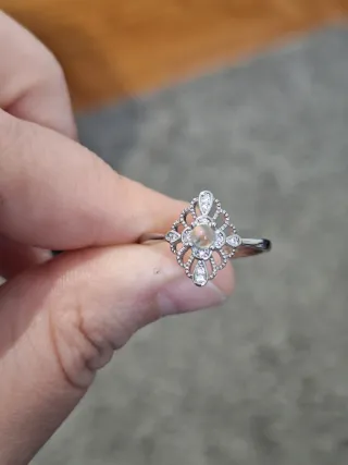 Anello acciaio con Labradorite