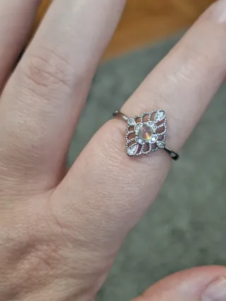 Anello acciaio con Labradorite