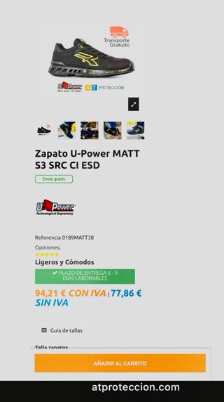 Calzado seguridad Upower Matt S3 talla 44