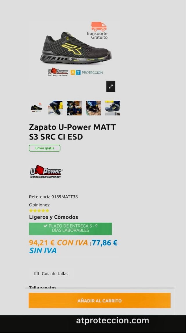 Calzado seguridad Upower Matt S3 talla 44