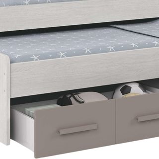 Cama Nido Doble con 2 Cajones Blanco y Basalto