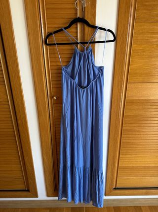 Vestido largo azul Mango talla M