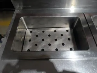Mesa Acero Inox con 2 baño maría encastrado