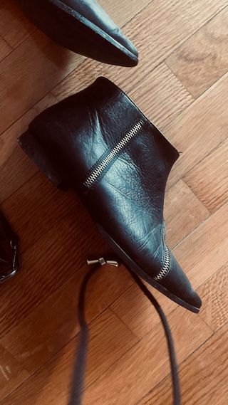 Botines Zara Piel Negros Talla 38