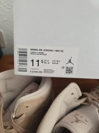 Jordan 1 Mid Beige/Rosa Talla 38.5