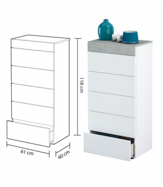 Sinfonier 5 Cajones. Blanco Artik/Cemento