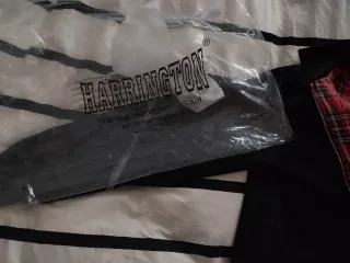 Chaqueta Harrington Talla M Negra , Tartán Rojo