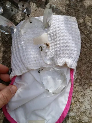 Lampadario Vintage Gocce Vetro e struttura Ottone