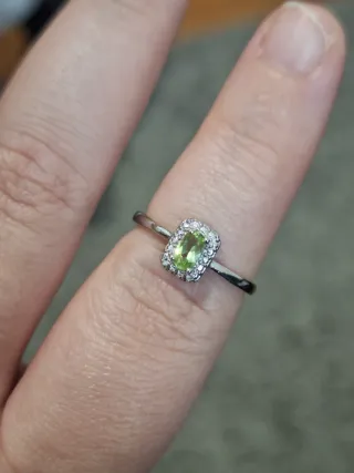 Anello Peridoto e Moissaniti Acciaio