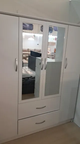 Armario 4 puertas blanco con espejos