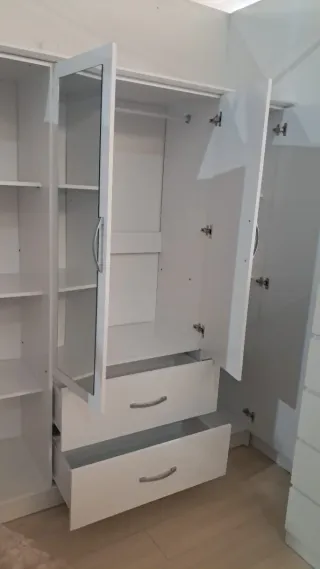 Armario 4 puertas blanco con espejos
