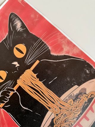 Poster su tela vintage gatto mangia il ramen 30X40