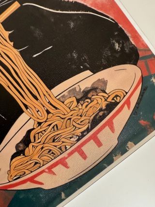 Poster su tela vintage gatto mangia il ramen 30X40