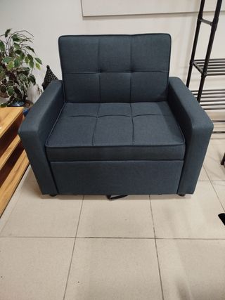 Sillón Cama Gris/Azul Marengo + Cojín