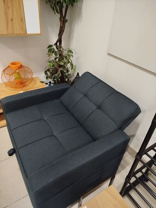 Sillón Cama Gris/Azul Marengo + Cojín