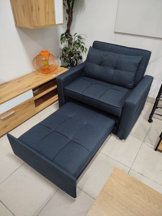 Sillón Cama Gris/Azul Marengo + Cojín