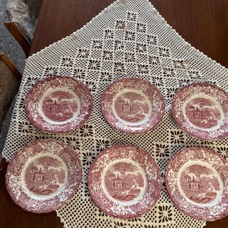 Platos La Cartuja Diseño Rojo y Blanco