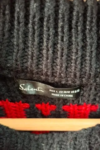 Jersey Shein XL Negro Corazones Rojos