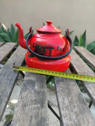Rara teiera smaltata vintage rossa