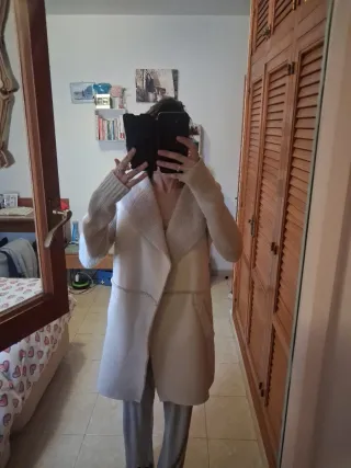 Chaqueta lana y ante beige