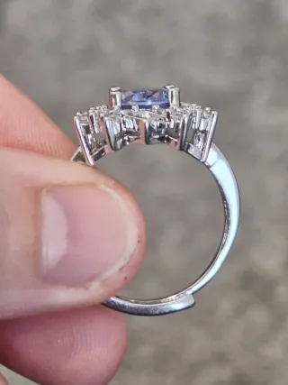 Anello Acciaio Zircone Naturale colore Tanzanite