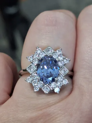 Anello Acciaio Zircone Naturale colore Tanzanite