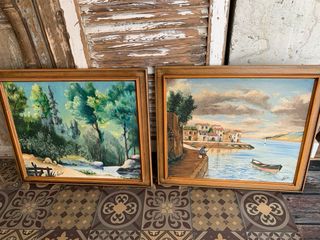 6 Cuadros Flores Jarrones Madera