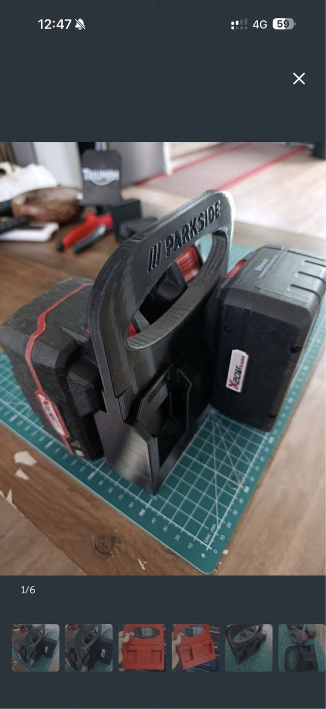 Soporte taladro y baterias parkside