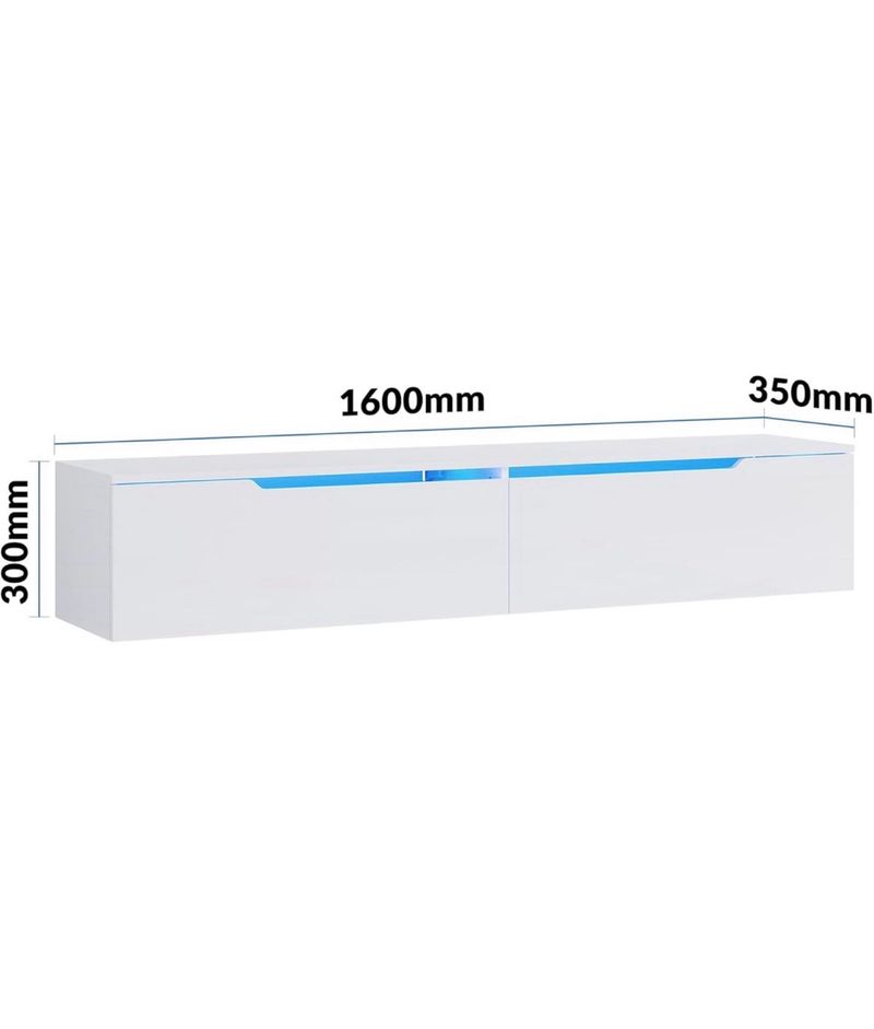 Mesa TV moderna blanca con LED afbeelding 2