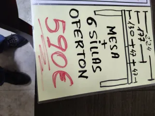 Mesa Roble Macizo y 6 Sillas con Extensiones