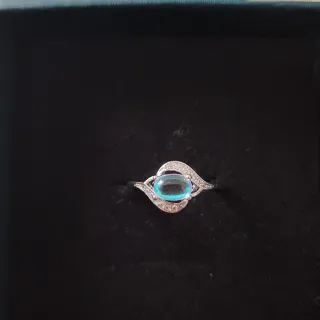 Anillo Plata Ley Ópalo Azul Circonitas