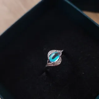 Anillo Plata Ley Ópalo Azul Circonitas