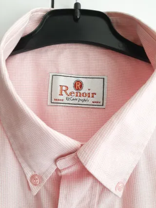 Camisa Renoir cuadros rosa claro manga corta