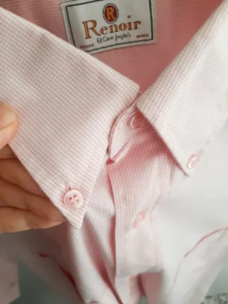 Camisa Renoir cuadros rosa claro manga corta