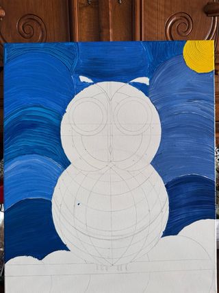 Cuadro original búho multicolor