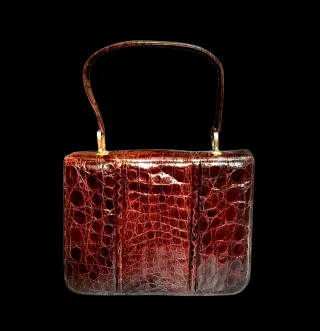 Bolso Vintage Cocodrilo Marrón Rojizo