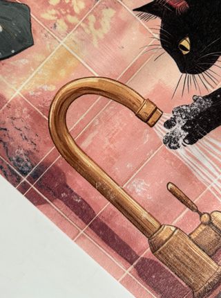 Poster Tela Gatto Lava Mani 30x40