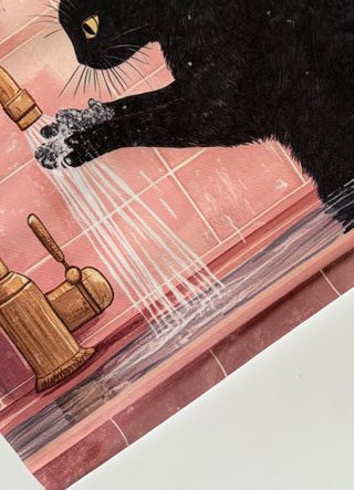 Poster Tela Gatto Lava Mani 30x40