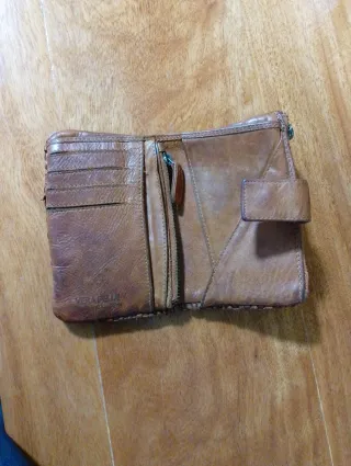 Cartera billetera monedero piel trenzada