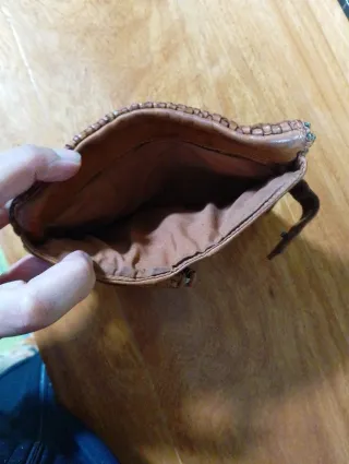 Cartera billetera monedero piel trenzada