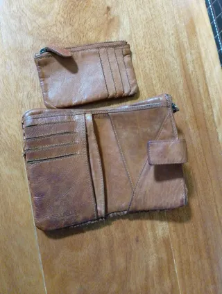 Cartera billetera monedero piel trenzada