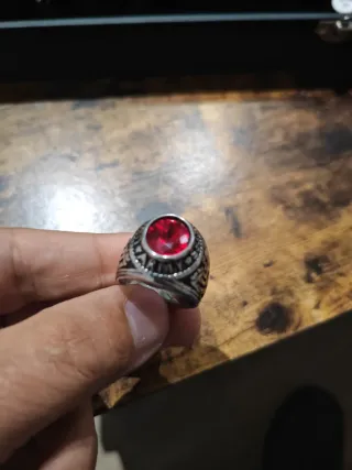 Anillo Acero Inoxidable Hombre Piedra Roja