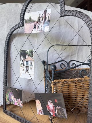 Revistero Vintage Forja Negra y Mimbre