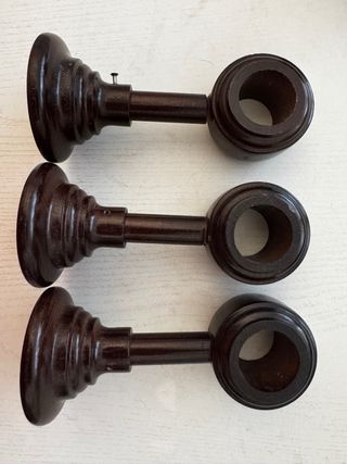 35 Anillas Madera Cortina + Soportes Marrones