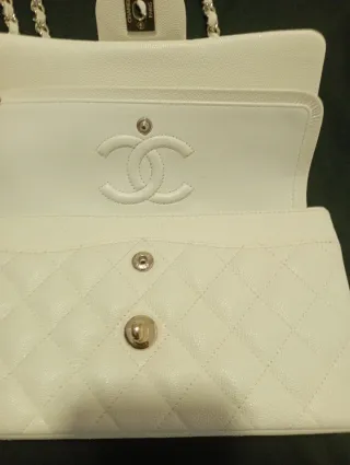 Bolso Chanel Clásico Blanco Piel
