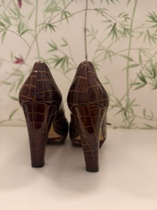 Zapatos Beatrix Ong Piel Cocodrilo Marrón Talla 36